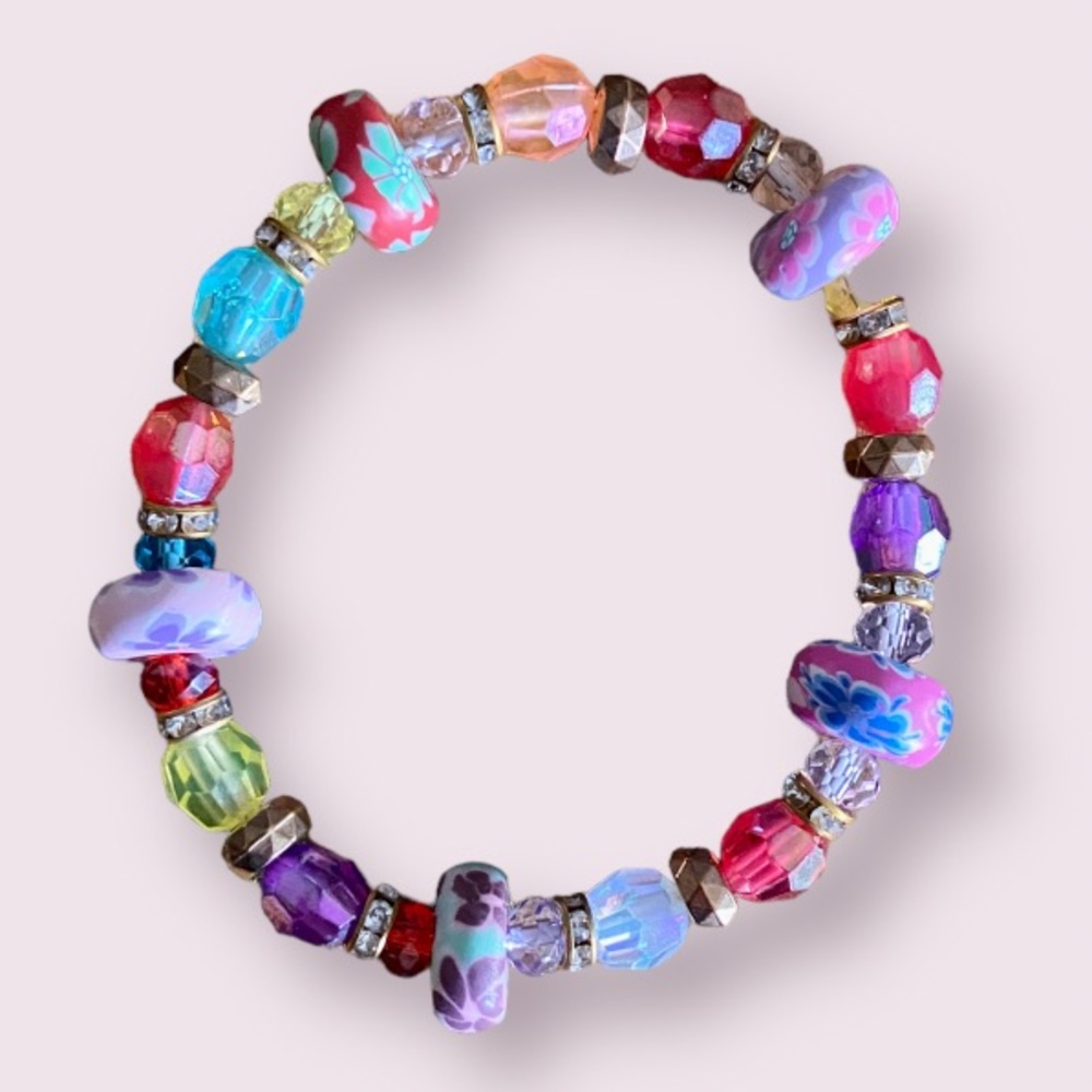 Beaded Rainbow Bead Stretch Bracelet - NWOT